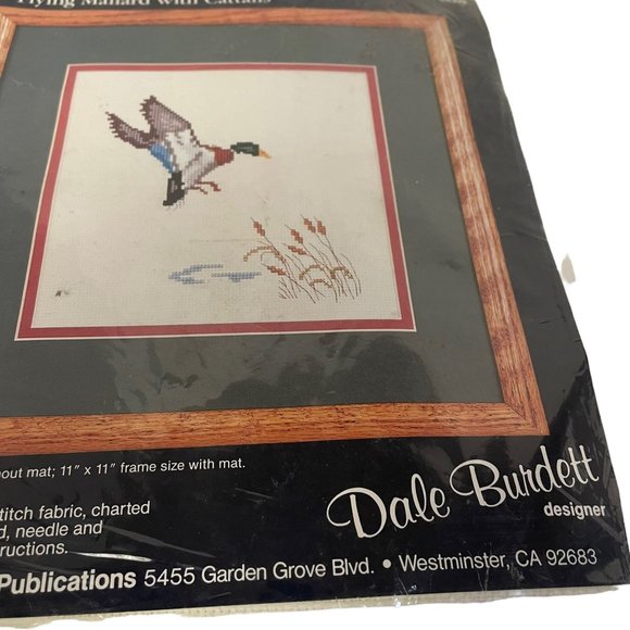 Vintage 1985 Dale Burdett Cross-Stitch Kit CK229"Flying Mallard with Cattails - Picture 2 of 8